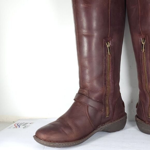 UGG Women's Tupelo US 8 Brown Solid Leather Lined Shearling Riding Boots - Picture 8 of 13